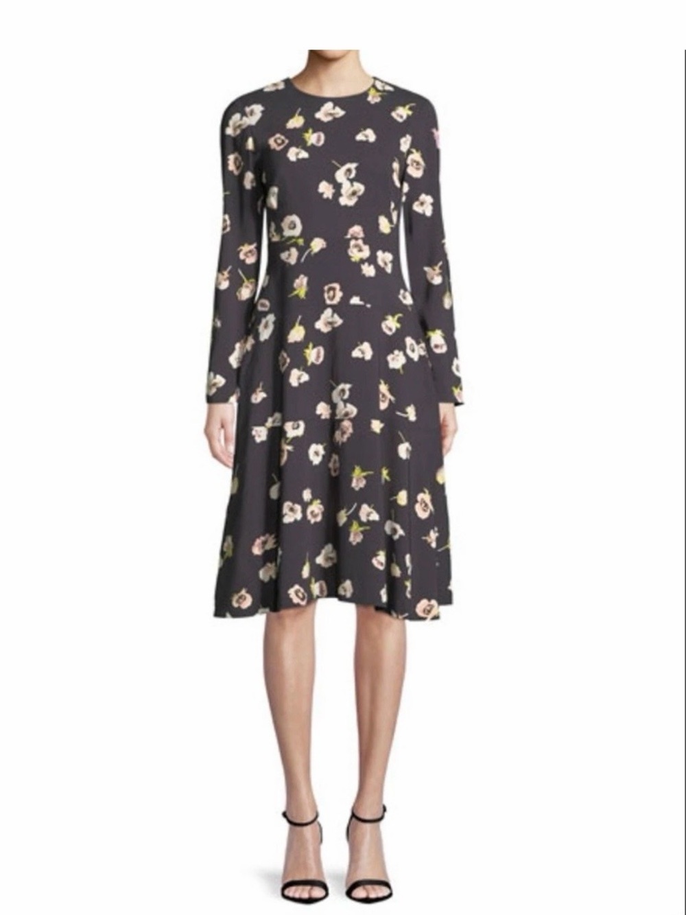 Lela Rose Floral Long-Sleeve Dress